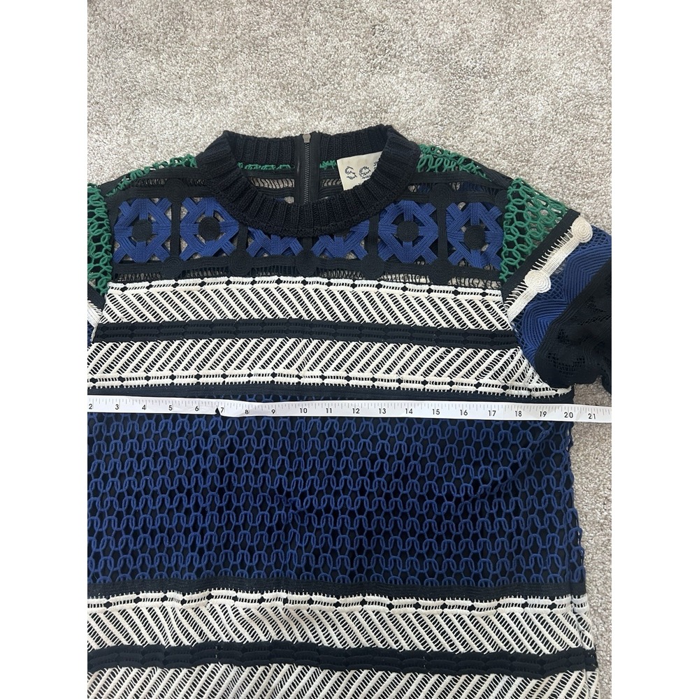 Sea New York crochet‎ dress size 10 Black/Blue/Green Contemporary Scalloped Hem - Picture 8 of 11